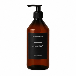 Envase Pet ambar 500 cc c/Etiqueta Shampoo