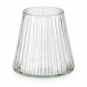 Portavela de vidrio, cónico rayado de 8 cm