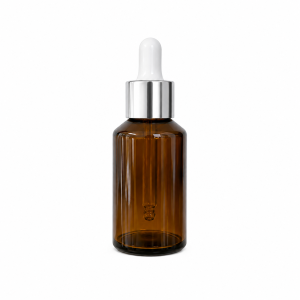 Frasco Vip 30 ml c/gotero y tapa metálica, color plata