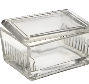 Vaso de Coplin con tapa, de vidrio, cubeta